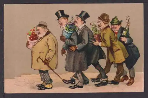 Ansichtskarte Humor Herrenpartie 1912 Antwerpen Belgien Hoboken