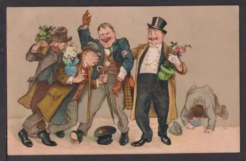 Ansichtskarte Humor Herrenpartie 1912 Antwerpen Belgien Hoboken