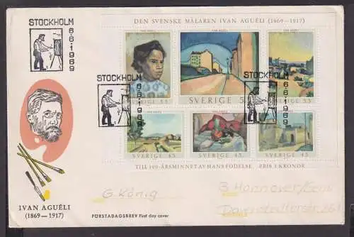 Briefmarken Schweden Europa Brief Block 1969 Maler Ivan Agueli