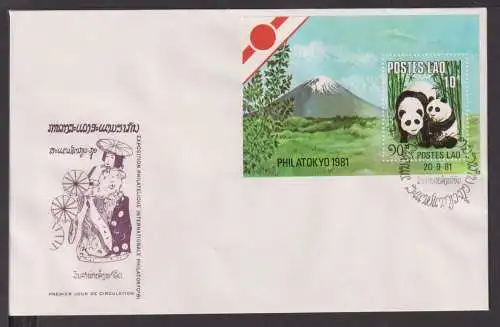 Briefmarken Laos Übersee Brief Block 1981 Pandas