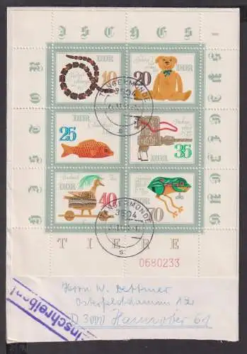 Briefmarken Deutschland DDR Brief Block 1981 Tiere