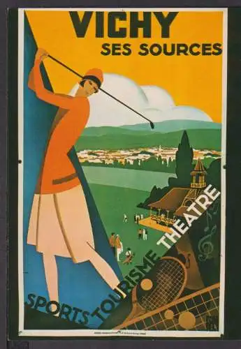 Jugendstil Art Nouveau Künstler Ansichtskarte Vichy Ses Sources SportsTourisme