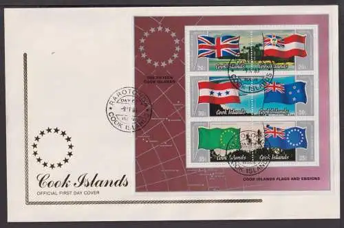 Briefmarken Cook Inseln Übersee Brief Block 1983 Flags and Ensigns