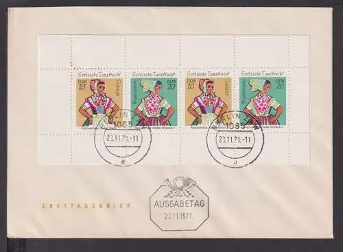 Briefmarken Deutschland DDR Brief Block 1971 Sorbische Tanztracht