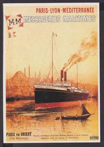 Art Deco Reklame Künstler Ansichtskarte Schifffahrt Marine Messageries Maritimes