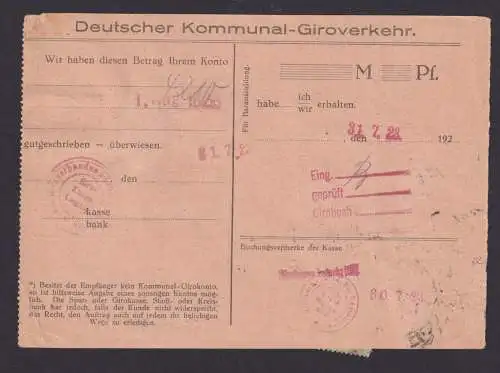 Perfin Privatlochung Leipzig GK Girokarte Infla MEF 30 Mark auf Postkarte