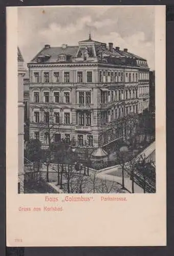 Ansichtskarte Karlsbad Besetzung Böhmen & Mähren Ostgebiete Tschechien 1909 Haus