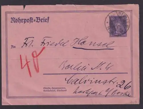 Deutsches Reich Berlin Rohrpost Ganzsache RU 12 Leibniz 22.2.1926 KatWert 225,00