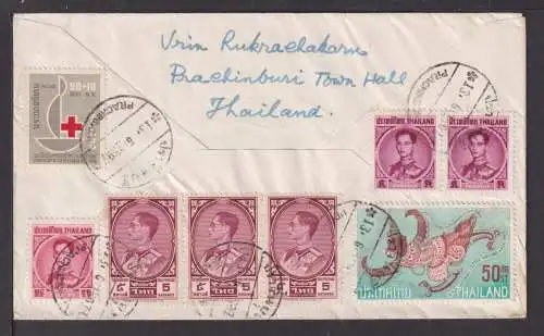 Thailand Asien Flugpost Brief nach Perleberg DDR