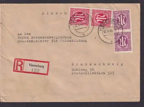 AM Post Bizone R Brief zwei senkrechte Paar 12+15 Pfg. Vienenburg Niedersachsen