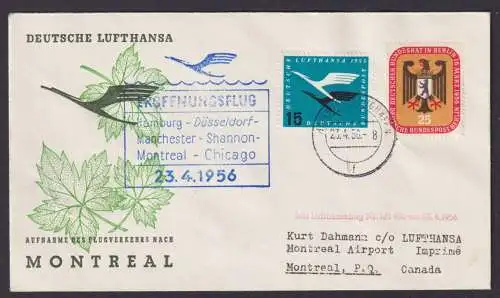 Flugpost Brief Air Mail Bund Berlin toller Umschlag Destiantion Hamburg Montreal