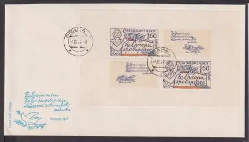 Briefmarken Tschoslowakei Europa Brief Block 1977 Europäische Zusammenarbeit