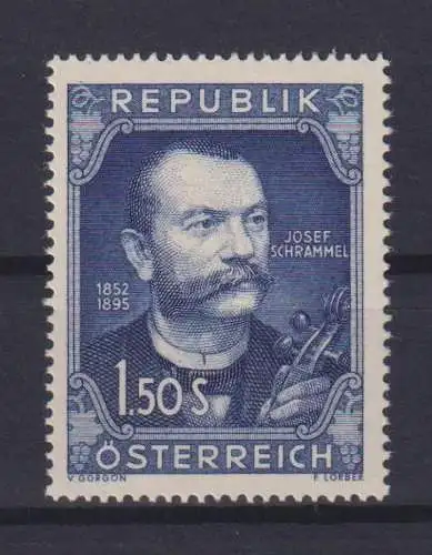 Österreich 970 Josef Schrammel Muisk Luxus postfrisch MNH 1952 KatWert 8,00