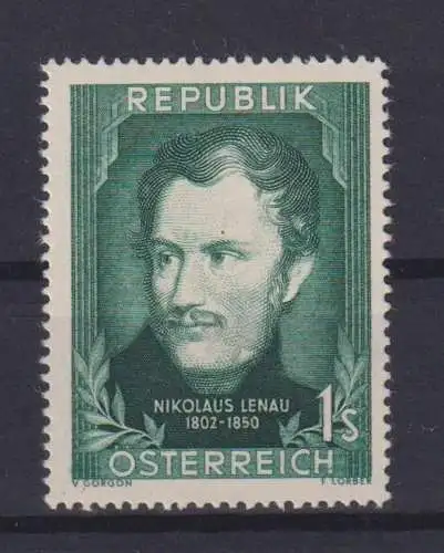 Österreich 975 Nikolaus Lenau Dichter Kunst Luxus postfrisch MNH 1952 Kat. 10,00