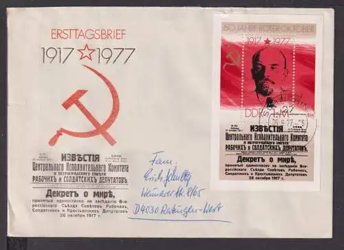 Briefmarken DDR Europa Brief Block 1977 60 Jahre Roter Oktober