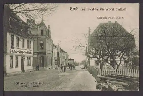 Ansichtskarte Kirchberg Hunsrück Rheinland-Pfalz 1907 Gasthaus zum Bahnhof Kirn