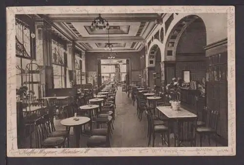 Ansichtskarte Münster i.W. NRW 1917 Kaffee Wagner Seltene Innenansicht Dortmund