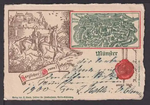 Ansichtskarte Münster NRW 1890 Stadtplan anno 1496 Goldegg im Pongau