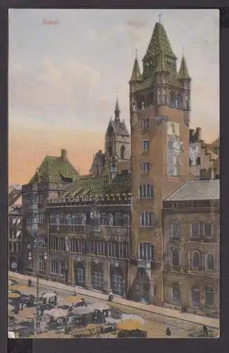 Ansichtskarte Basel Schweiz Rathaus 1907 Diez Lahn Rheinland-Pfalz