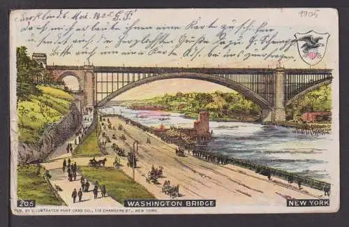 Litho Ansichtskarte New York USA Washington Bridge 1905 Sonthofen Bayern