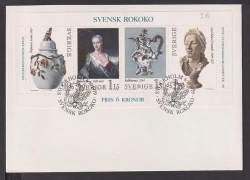 Briefmarken Schweden Europa Brief Block 1979 Schwedisches Rokoko