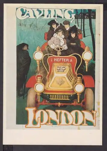 Jugendstil Art Nouveau Künstler Ansichtskarte Cavling London 1908 Automobil