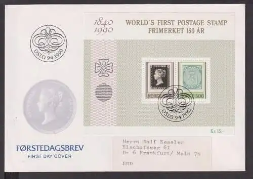 Briefmarken Norwegen Europa Brief Block 1990 Frimerket 150 Jahre