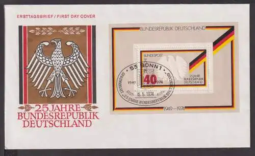 Briefmarken Deutschland Brief Block 1974 25 Jahre Bundesrepublik Deutschland