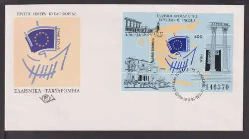 Briefmarken Griechenland Europa Brief Block 1993 Zappeion Olymia