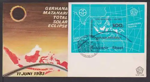 Briefmarken Indonesien Übersee Brief Block 1983 Totale Sonnenfinsternis