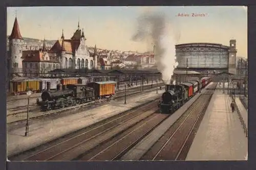 Ansichtskarte Zürich Schweiz Bahnhof 1913 Wien Österreich Eisenbahn