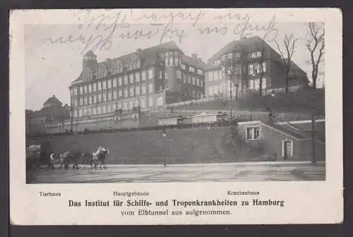 Ansichtskarte Hamburg Schiffs Tropeninstitut vom Elbtunnel 1914 Pritzig Pommern