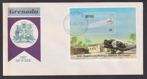 Briefmarken Grenada Übersee Brief Block 1988 1935 Zeppelin über Bathurst