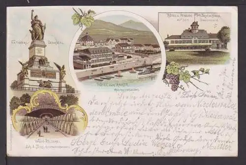 Jagdschloß Ansichtskarte Rüdesheim Hessen Hotel Assmannshausen Niederwald Litho