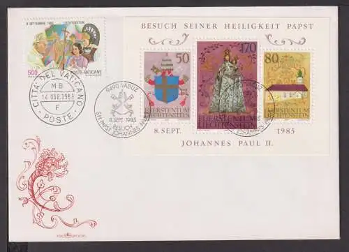 Briefmarken Liechtenstein Europa Brief Block 1985 Besuch Papst Johannes Paul II