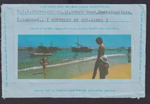 Ceylon Sri Lanka schöne Flugpost Ganzsache Aerogramm Colombo College Station