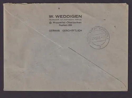 All. Besetzung Gemeinschaft 965-966 R Brief Wuppertal Oberbarmen 8.10.1947