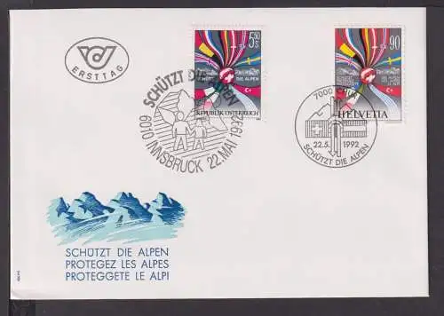 Briefmarken Österreich Schweiz Europa 1992 Schützt die Alpen