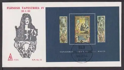 Briefmarken Malta Europa Brief Block 1980 Flemish Tapestries