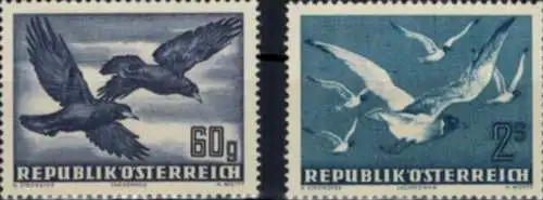 Flugpost Österreich Vögel Krähe Möwe 955-956 Luxus postfrisch MNH 1950 Kat 18,00