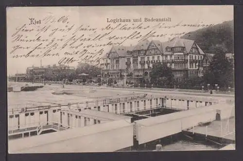 Ansichtskarte Kiel Schleswig-Holstein Logirhaus und Badeanstalt 1906 Hamburg