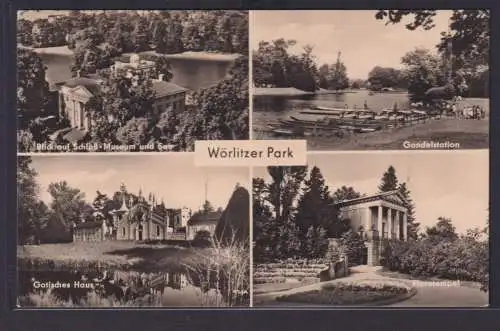 Ansichtskarte Wörlitz Wörlitzer Park Schloss Gondelstation Floratempel Gotisches