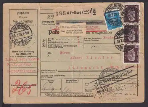 Deutsches Reich Auslands Brief MIF Reichspräsidenten 80 Pfg. Hindenburg Freiburg