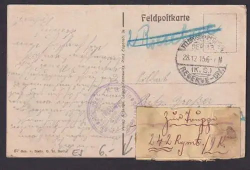 Ansichtskarte Bazancourt Frankreich Bahnhof Dampflock Feldpost 242. Regiment