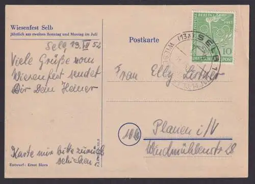 Berlin Brief EF 89 Ollympia Selb Oberfranken Plauen gute Anlasskarte Wiesenfest