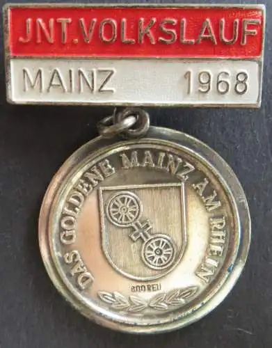 Sport Laufen Medaille JNT. Volkslauf Mainz 1968 Das goldene Mainz am Rhein