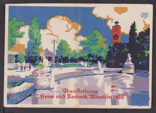 Ansichtskarte München Bayern Ausstellung Heim und Technik 1928 Wettstetten