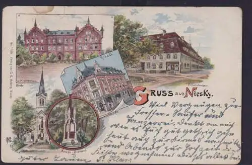 Ansichtskarte Niesky n. Scheibe Litho Glatz Schlesien Ostgebiete Missionshaus