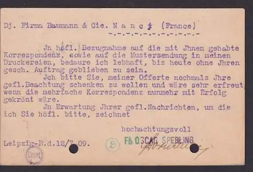 Perfin Lochung Privatlochung Deutsches Reich Leipzig Oscar Sperling OS Stempel