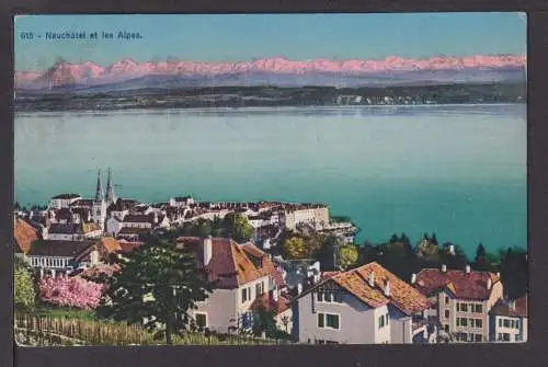 Ansichtskarte Neuchatel Schweiz mir Alpen 1928 Berlin